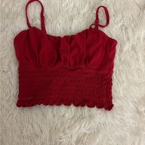 Hollister Red Smocked Crop Top